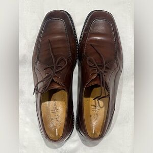 Men's Dark Brown Leather COLE HAAN EATON APRON TOE DERBYLace-Up Shoes, SIZE 9.5M